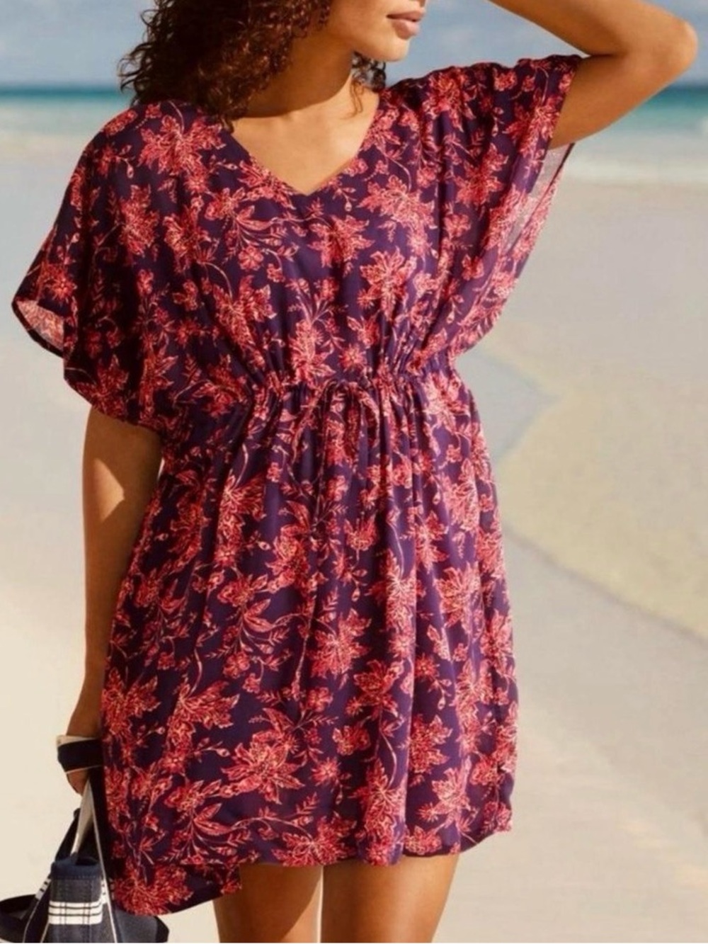Land’s End Floral Tie Waist Shirt Dress.  Size XL/ XXL